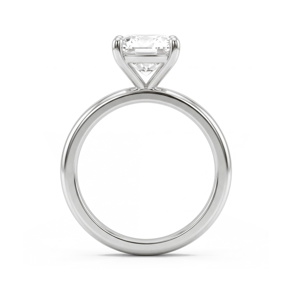 Altessa - anello di fidanzamento solitario con moissanite taglio a cuscino e incastonatura alta a quattro griffe