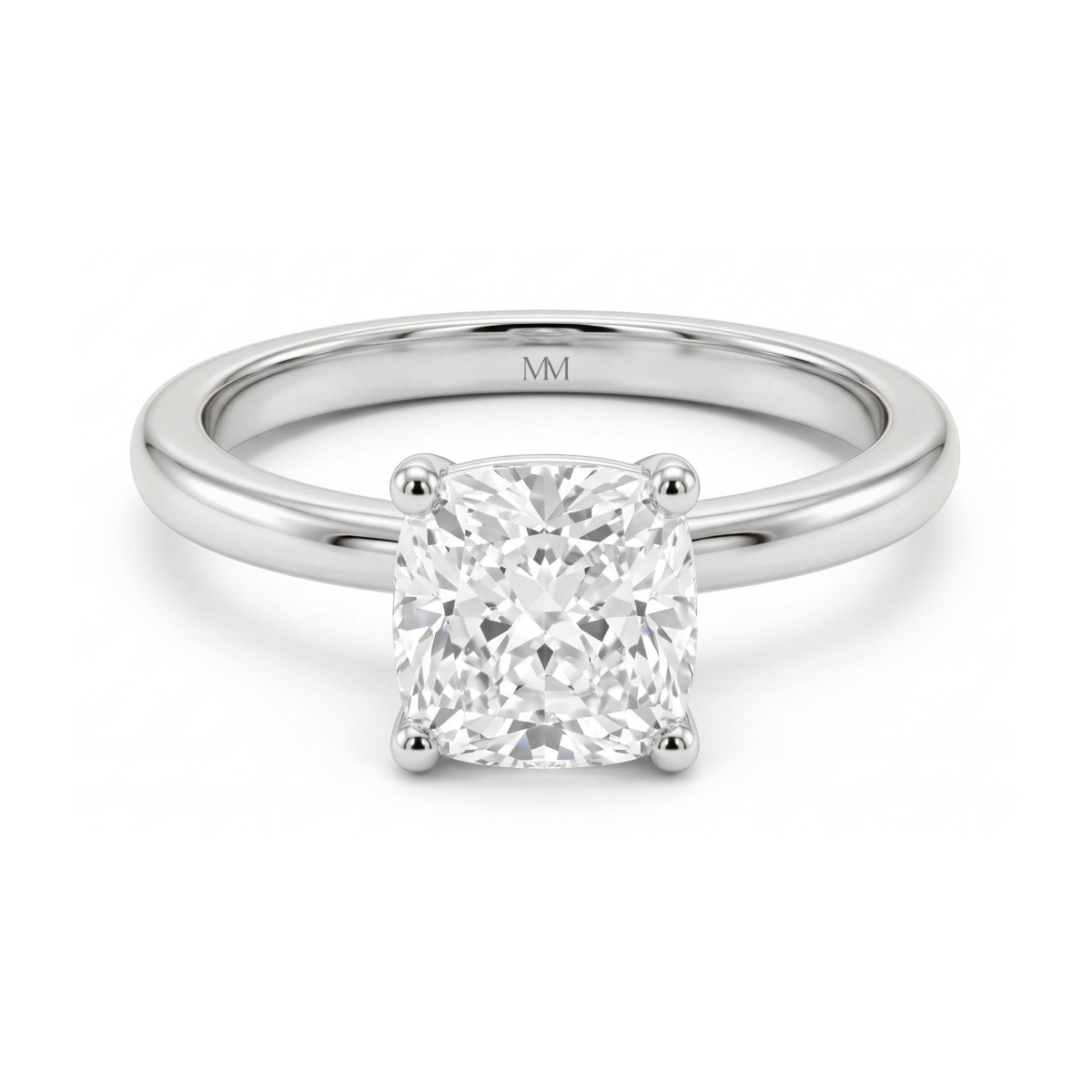 Altessa - anello di fidanzamento solitario con moissanite taglio a cuscino e incastonatura alta a quattro griffe