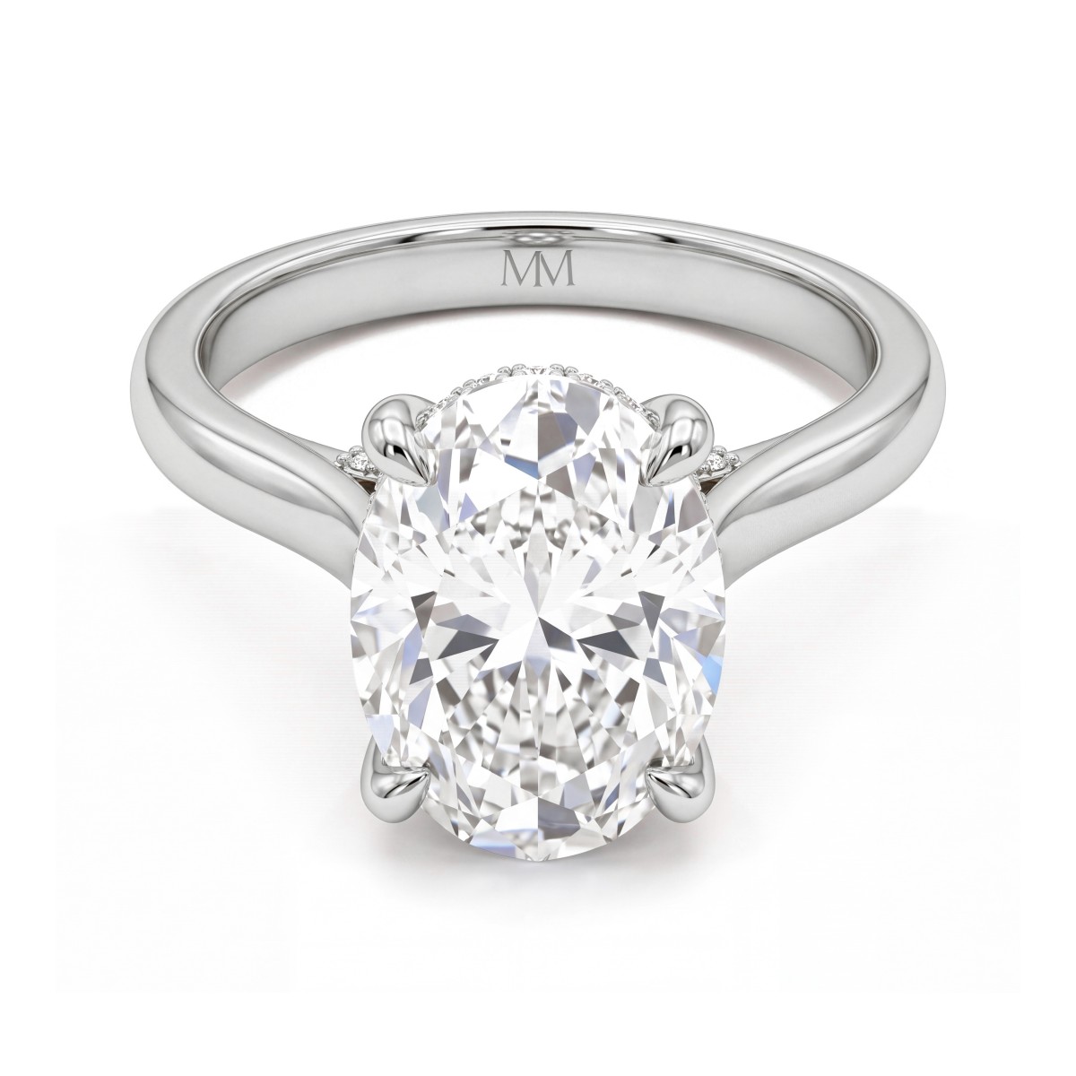 Nimbus - anello di fidanzamento con moissanite ovale e halo nascosto