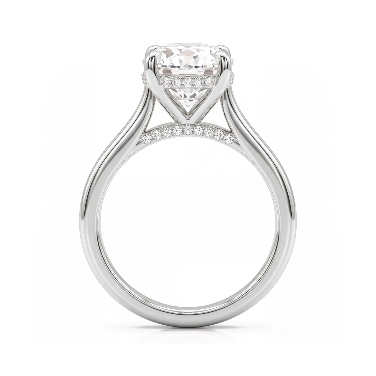 Nimbus - anello di fidanzamento con moissanite ovale e halo nascosto