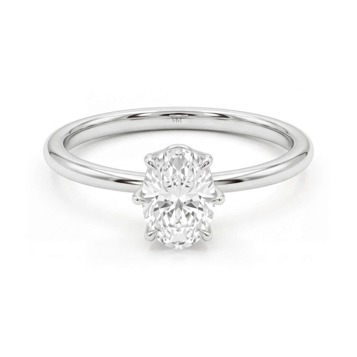 Mignon - anello solitario con moissanite ovale a sei griffe