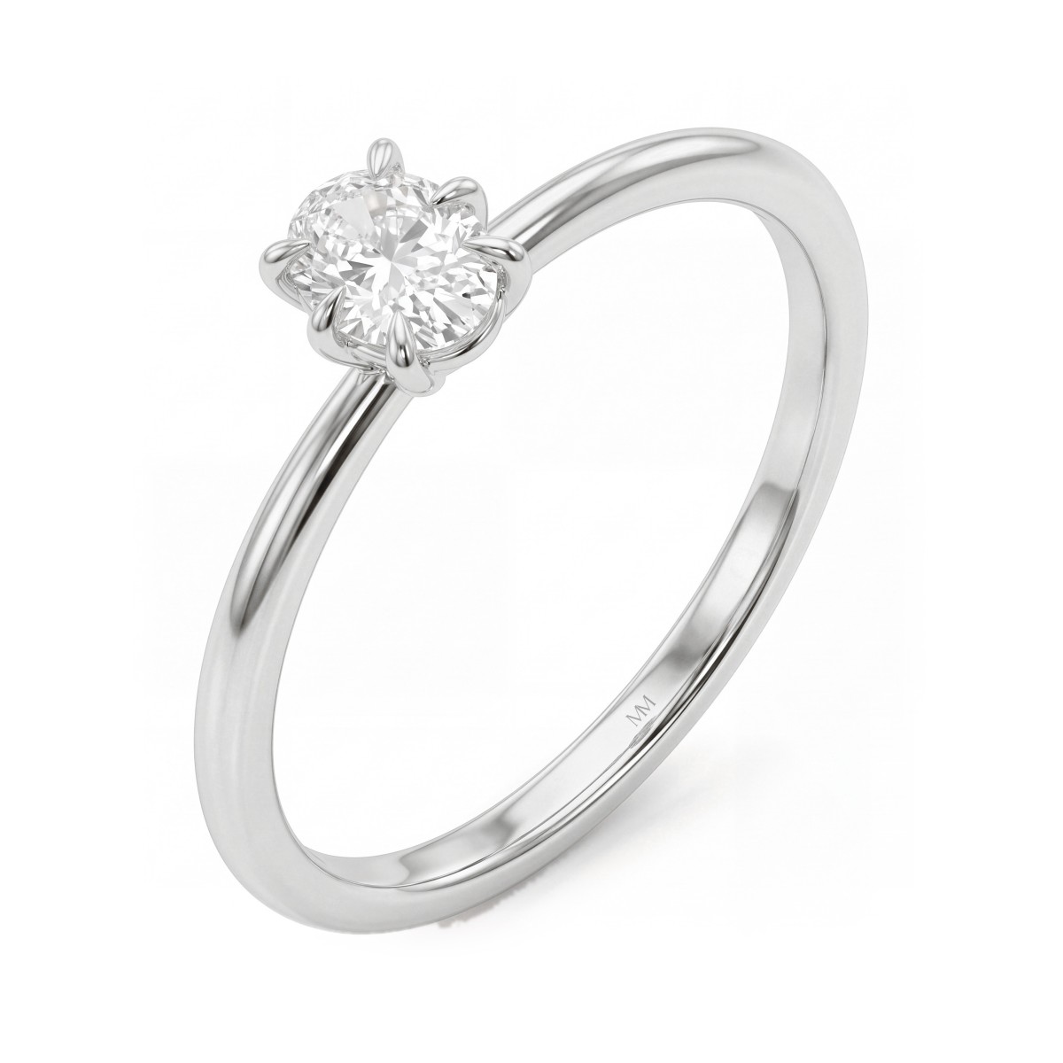 Mignon - anello solitario con moissanite ovale a sei griffe