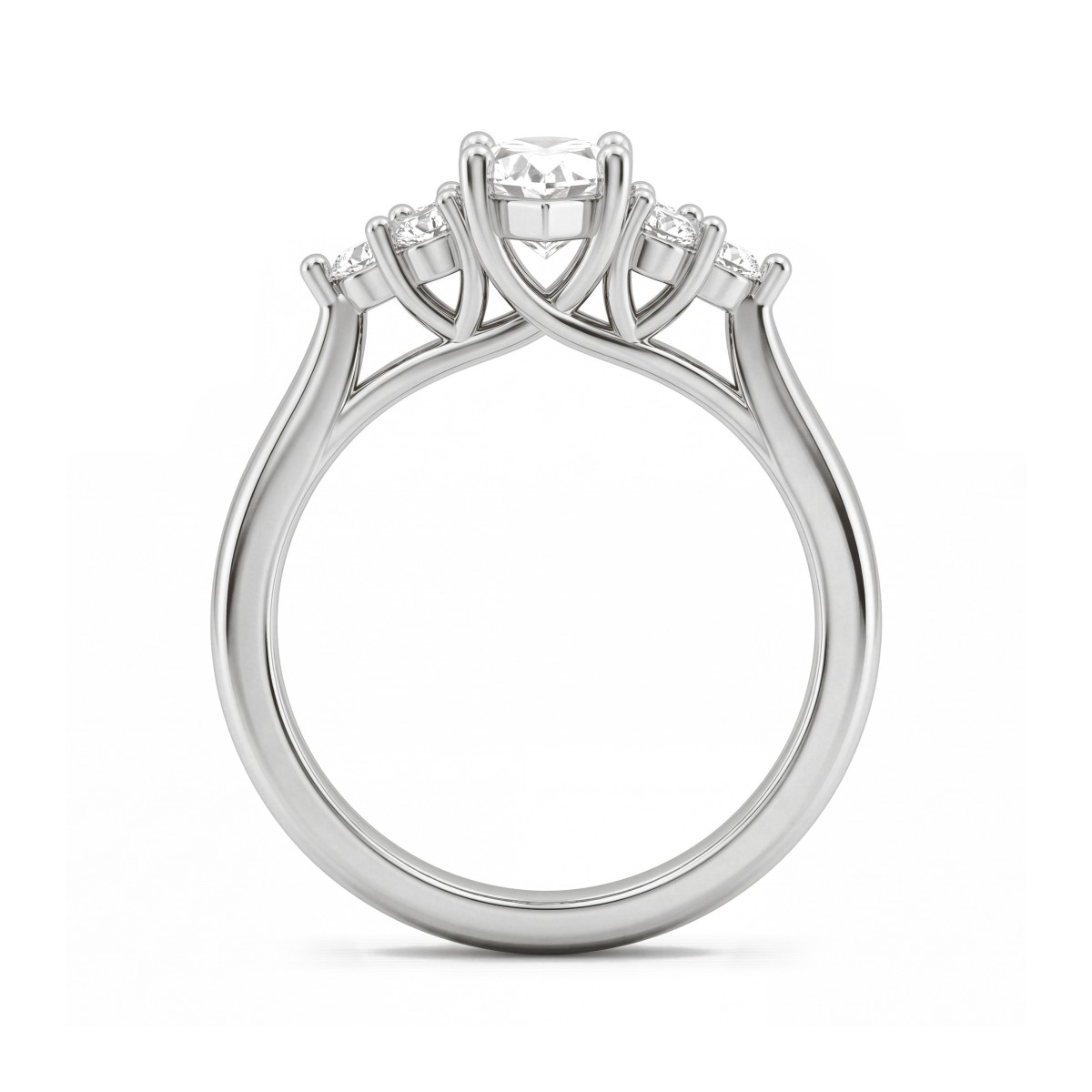 Posy - anello con moissanite marquise e pietre laterali a grappolo
