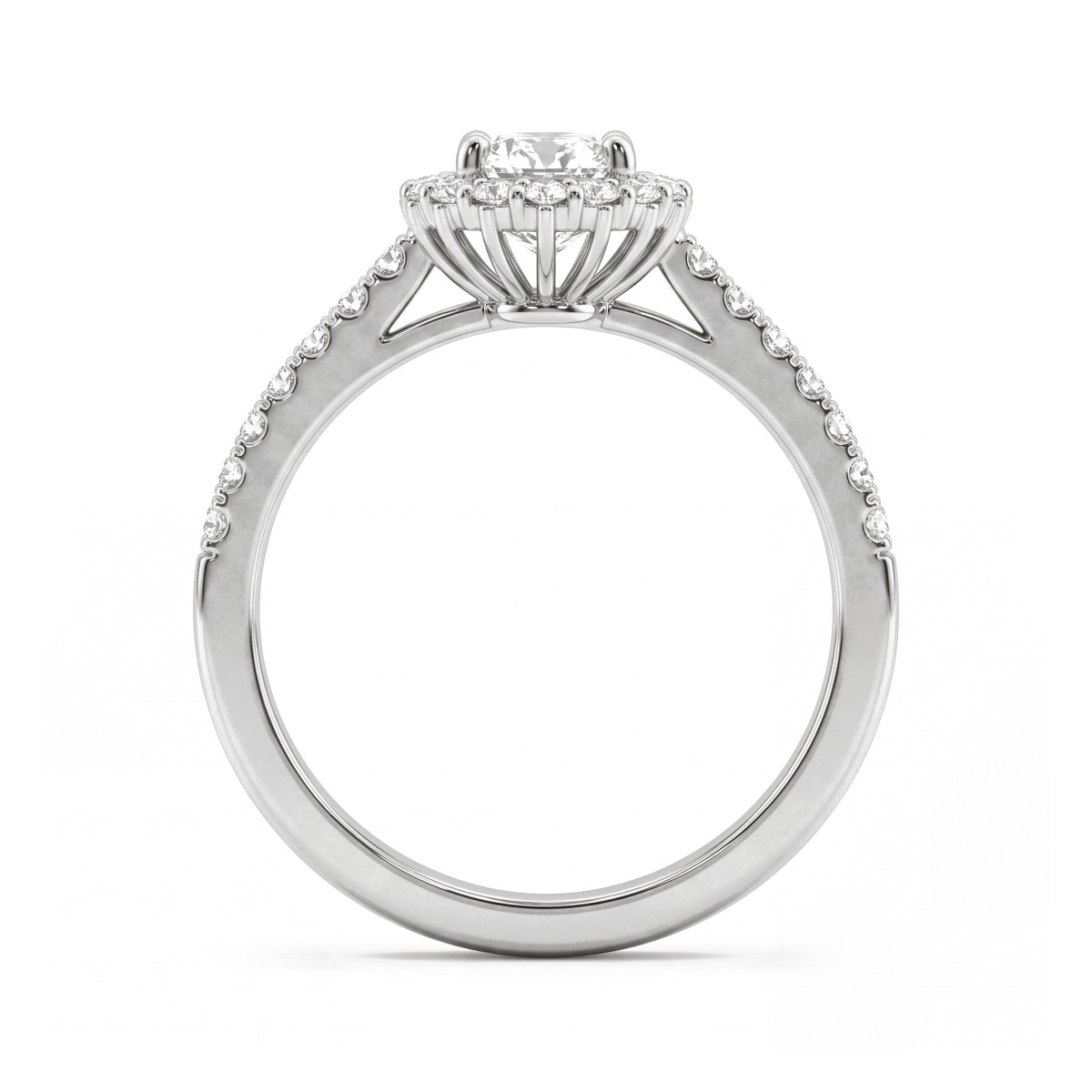 Soleil - anello halo con moissanite ovale e corpo dell’anello con pavé
