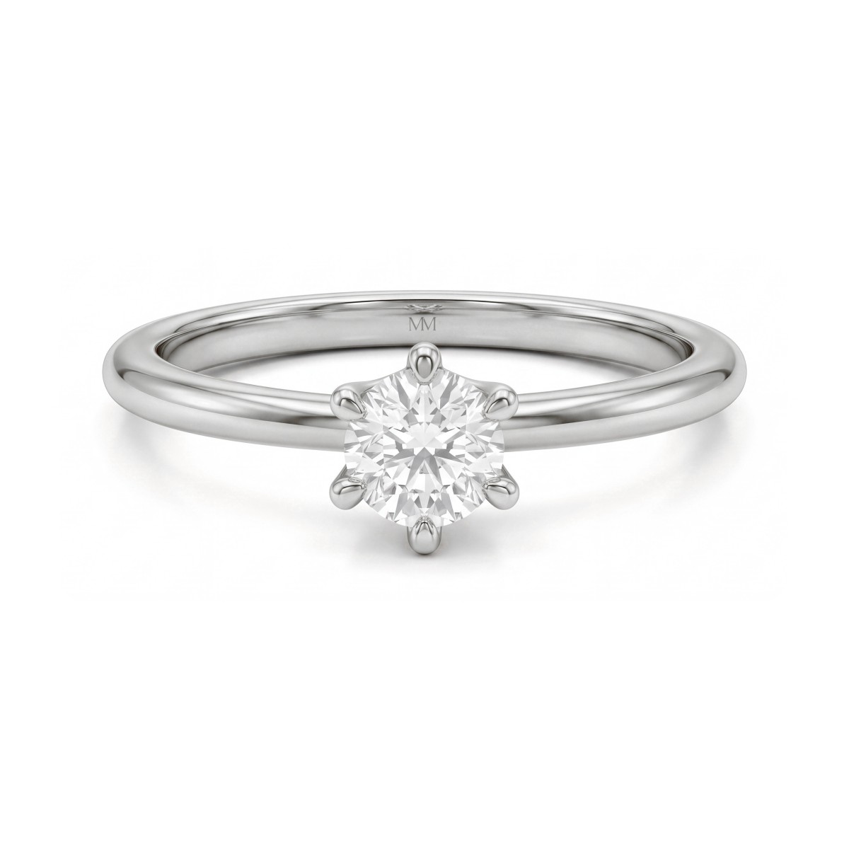Lily - anello solitario con moissanite rotonda e incastonatura a tulipano