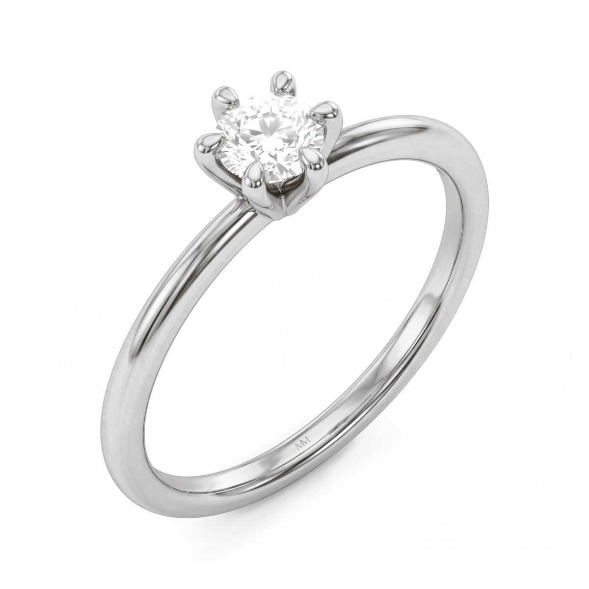 Lily - anello solitario con moissanite rotonda e incastonatura a tulipano