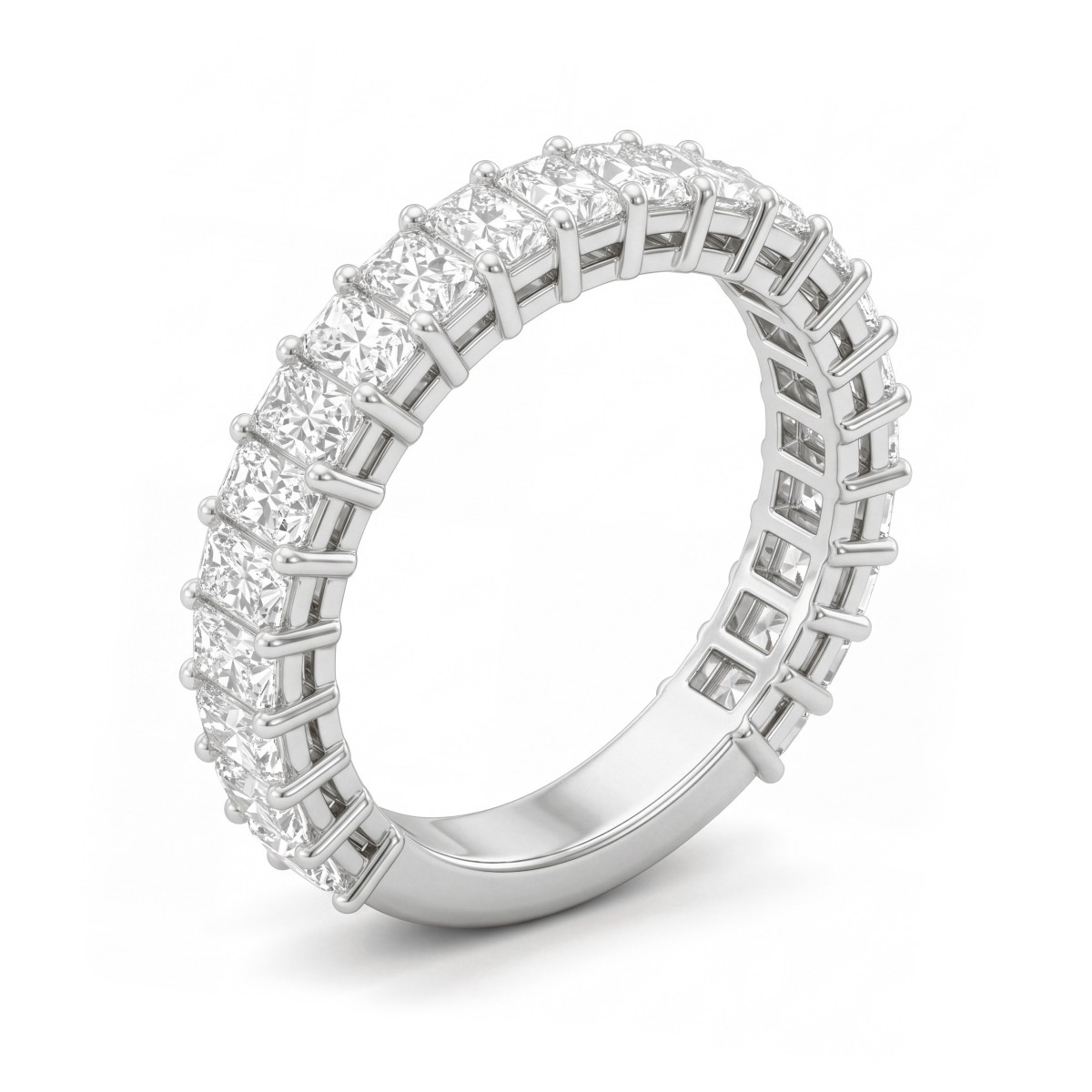 Radiline - anello eternity a tre quarti con moissanite di taglio radiant