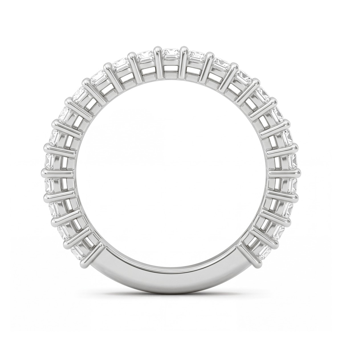 Radiline - anello eternity a tre quarti con moissanite di taglio radiant