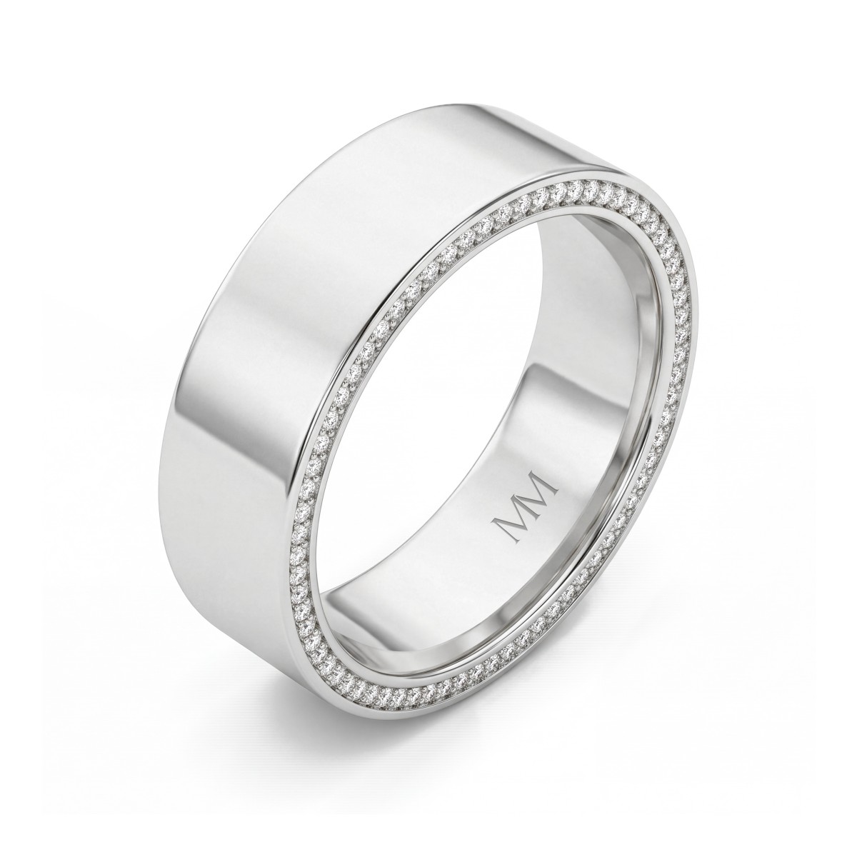Horizon - fede nuziale da uomo con moissanite e bordi in pavé