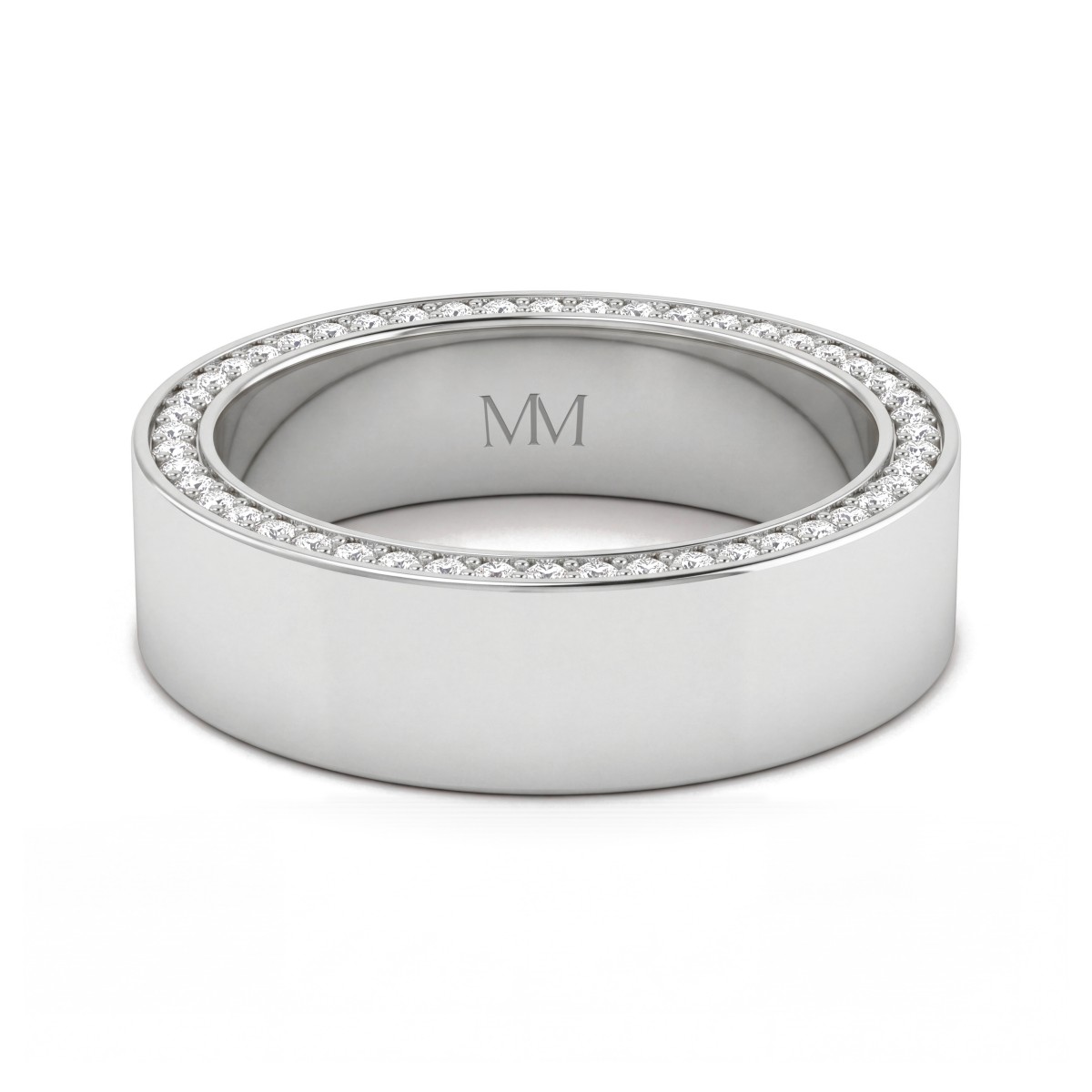 Horizon - fede nuziale da uomo con moissanite e bordi in pavé