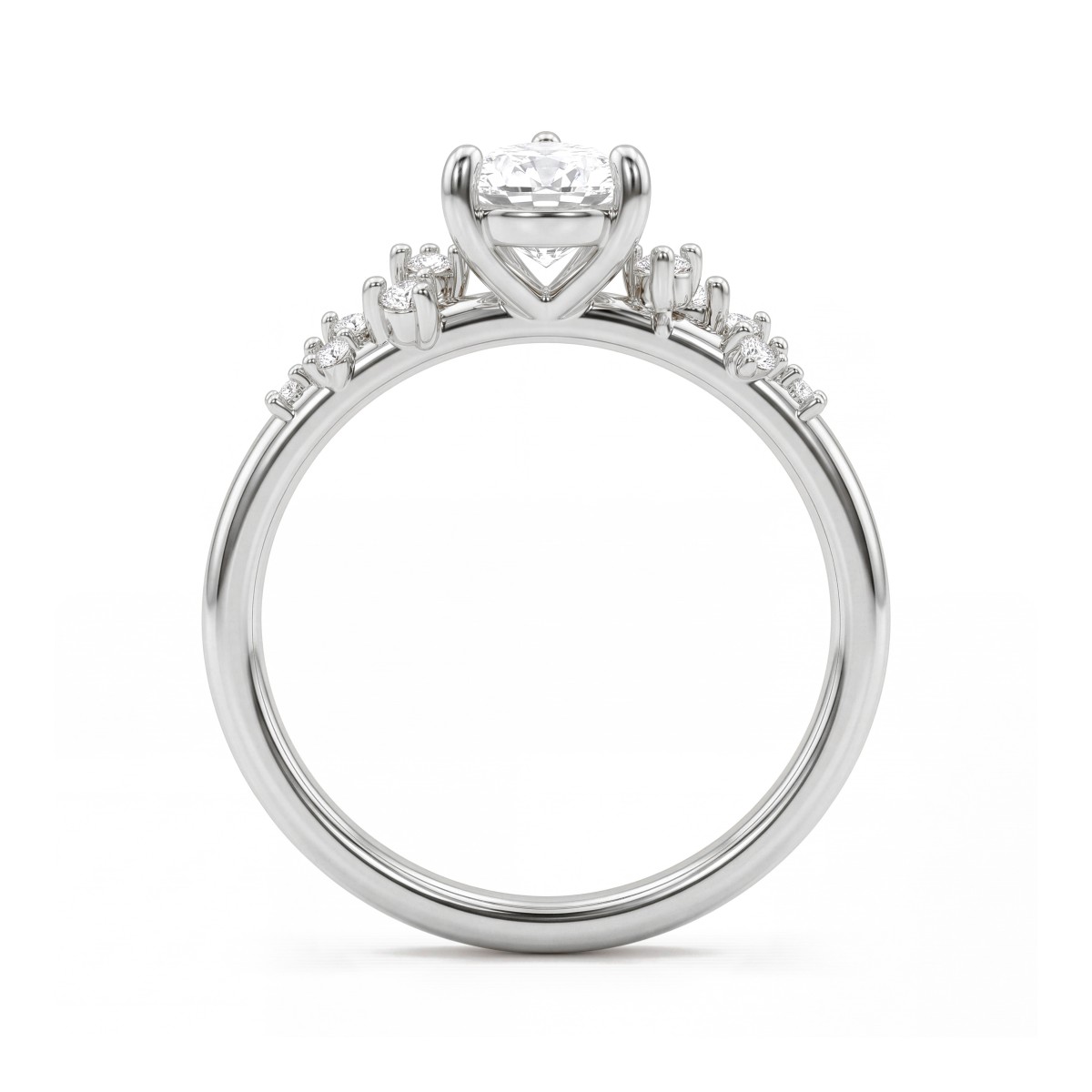Estelle - anello con moissanite taglio a goccia e pietre laterali sparse