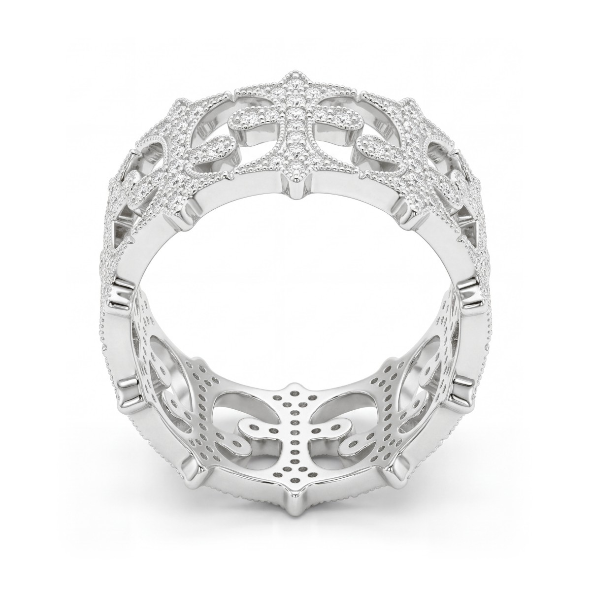 Templar - veretta da uomo con pavé di pietre di moissanite rotonde e croci traforate