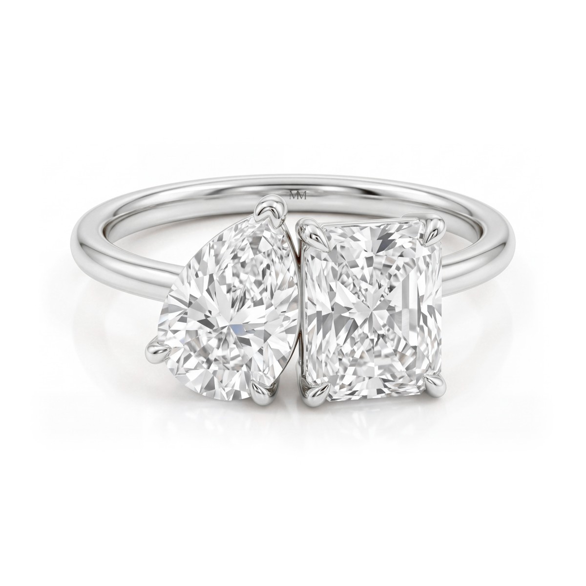 Concordia - anello toi et moi con moissanite a goccia e radiant