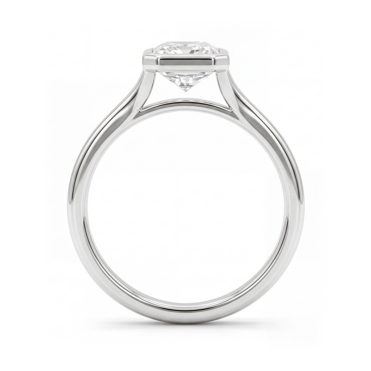 Linnea - anello solitario a castone con moissanite con taglio radiant e gambo sdoppiato