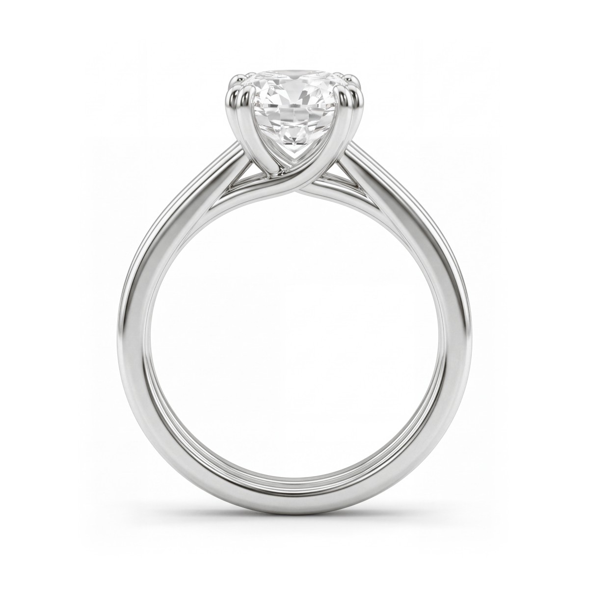 Entwine - anello di fidanzamento con moissanite con taglio a cuscino e doppio corpo dell’anello incrociato