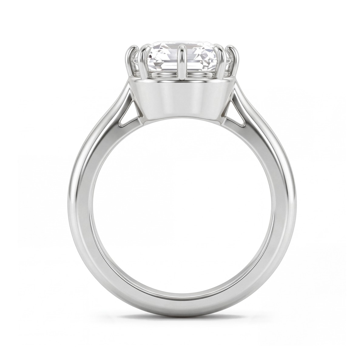 Reverie - anello di fidanzamento solitario con moissanite a cuscino allungato e otto griffe