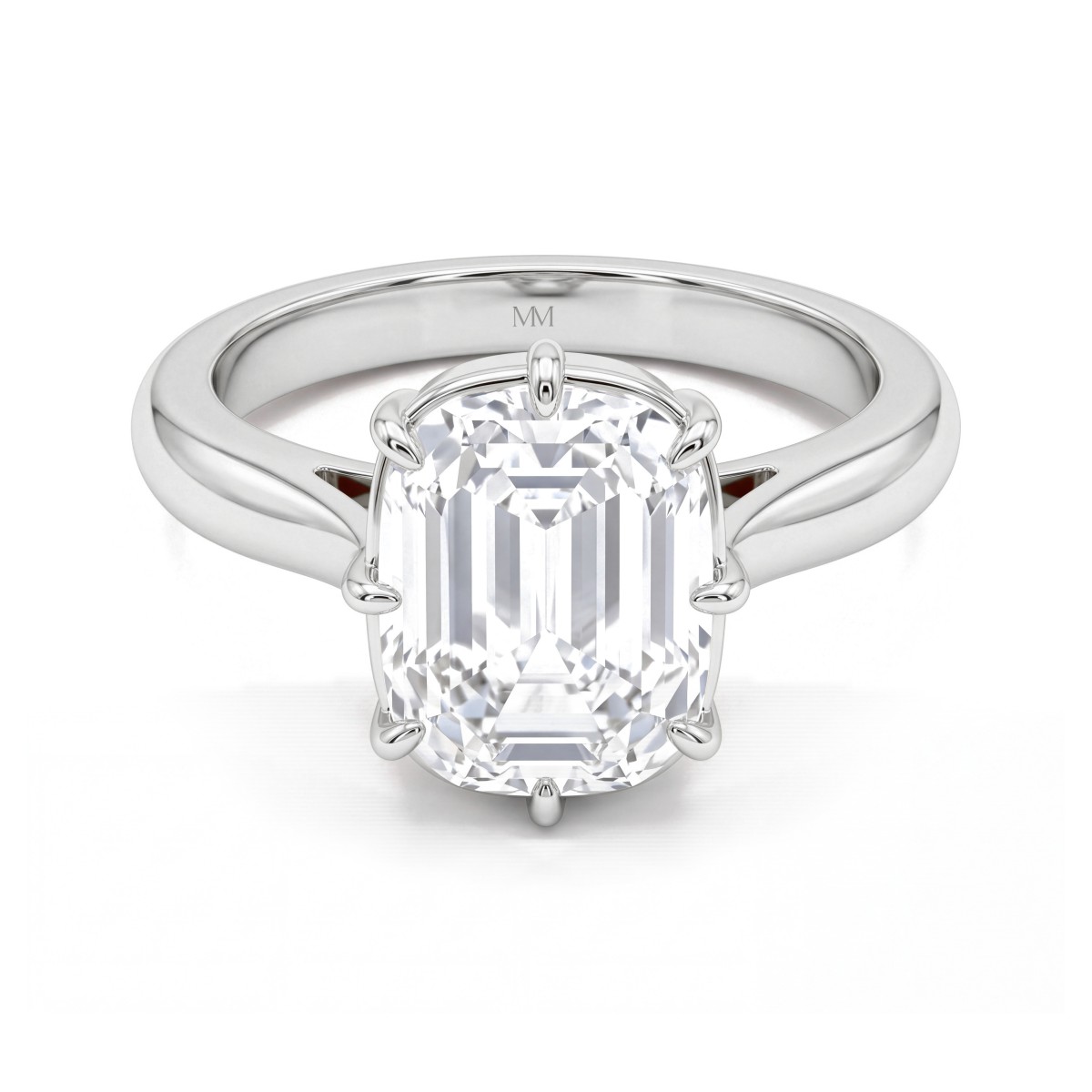 Reverie - anello di fidanzamento solitario con moissanite a cuscino allungato e otto griffe