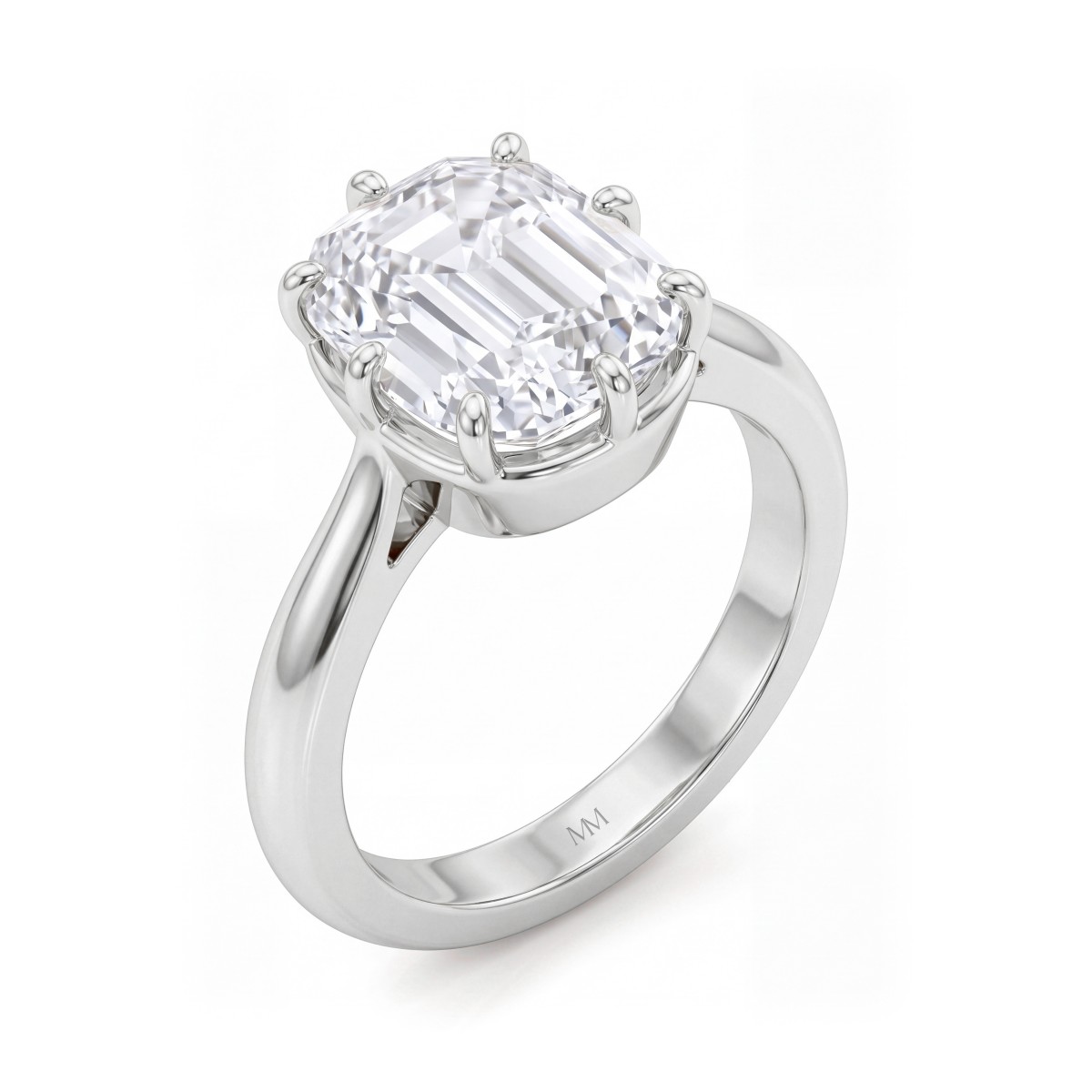 Reverie - anello di fidanzamento solitario con moissanite a cuscino allungato e otto griffe