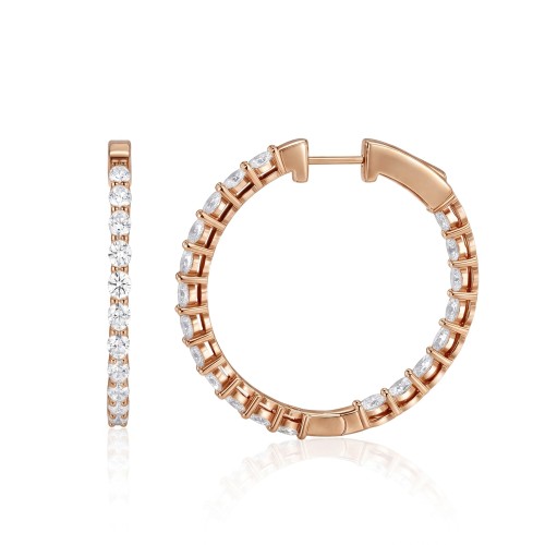 Luminette - orecchini a cerchio con moissanite di taglio ovale e incastonatura a griffe condivisa