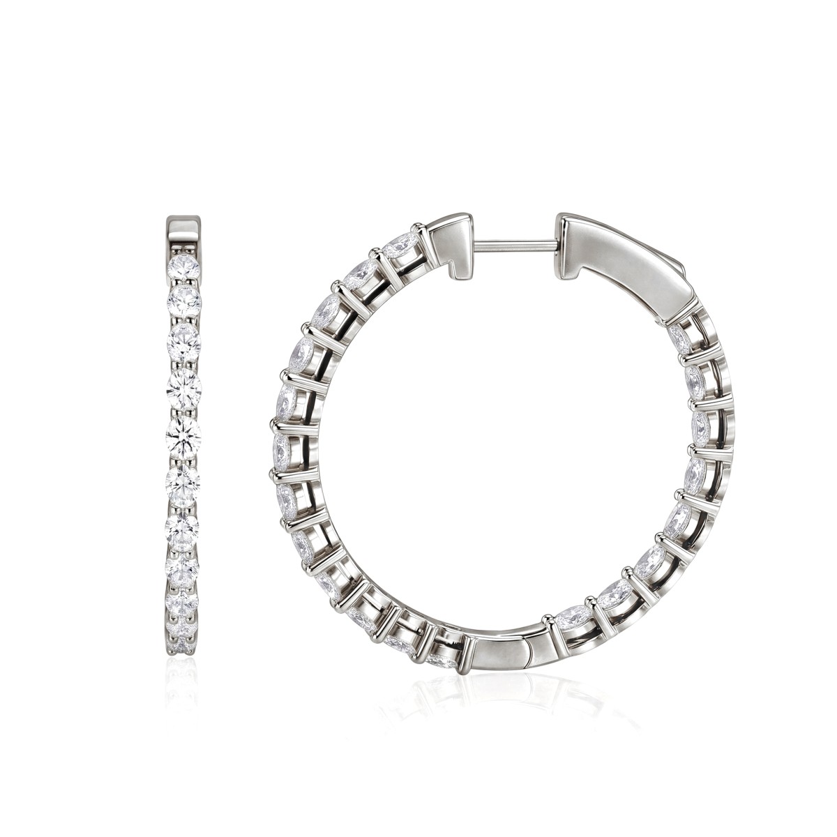 Luminette - orecchini a cerchio con moissanite a taglio ovale a griffe condivisa