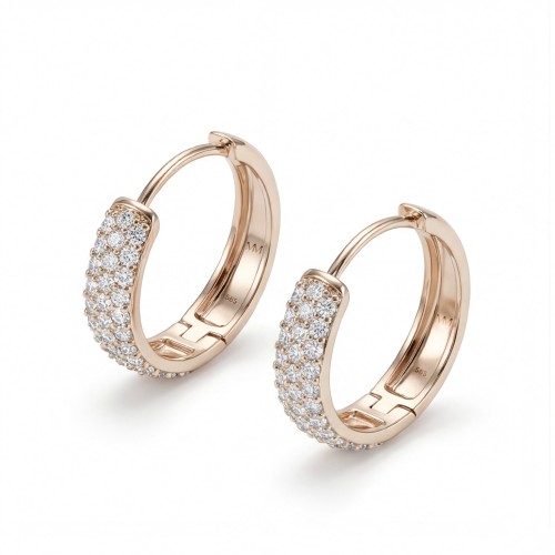 Glintique - orecchini a cerchio huggie con incastonatura a pavé di moissanite e chiusura a cerniera