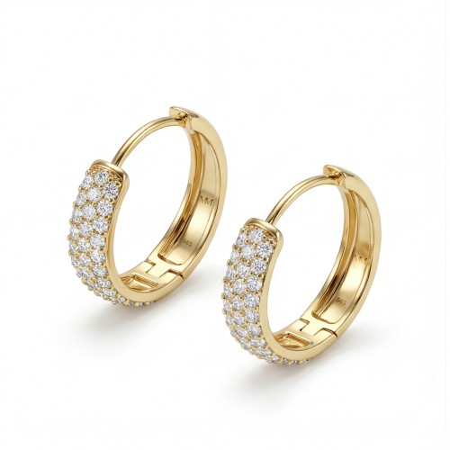 Glintique - orecchini a cerchio huggie con incastonatura a pavé di moissanite e chiusura a cerniera