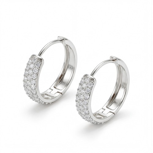 Glintique - orecchini a cerchio huggie con incastonatura a pavé di moissanite e chiusura a cerniera