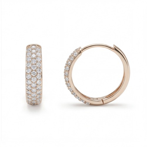 Glintique - orecchini a cerchio huggie con incastonatura a pavé di moissanite e chiusura a cerniera