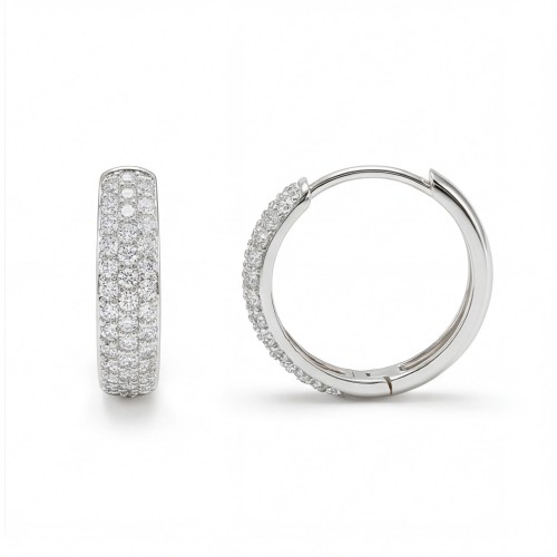 Glintique - orecchini a cerchio huggie con incastonatura a pavé di moissanite e chiusura a cerniera