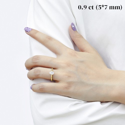 Eloise - anello solitario con moissanite ovale