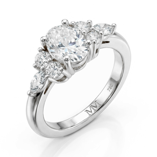 Lustrina - anello con moissanite ovale e accenti scintillanti