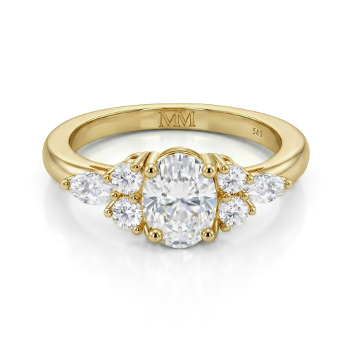 Lustrina - anello con moissanite ovale e accenti scintillanti