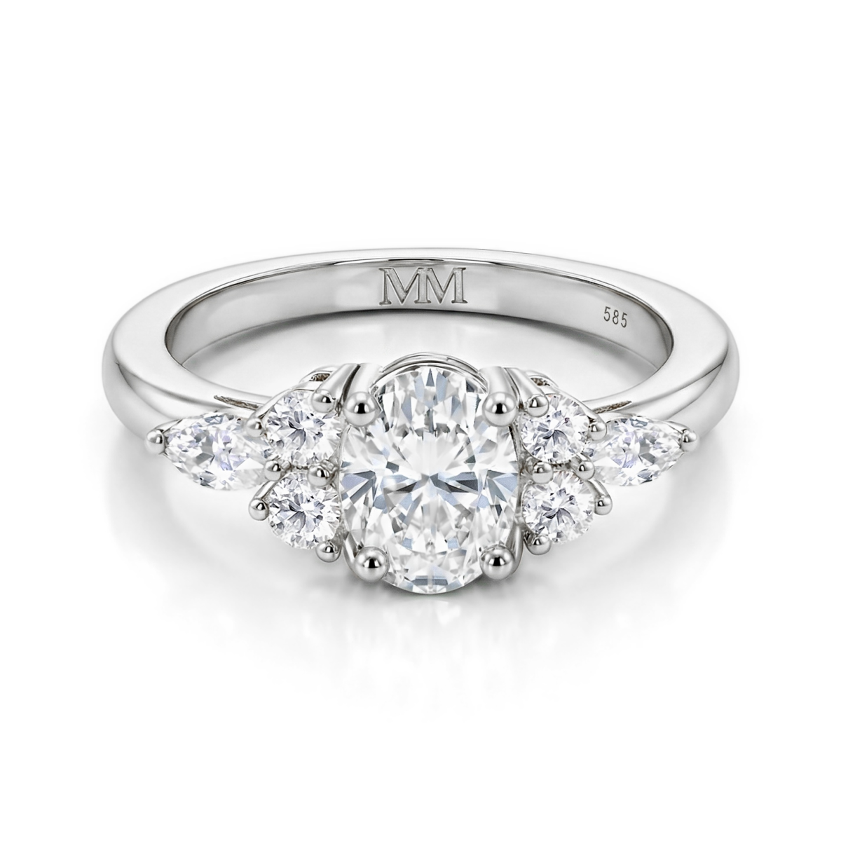 Lustrina - anello con moissanite ovale e accenti scintillanti