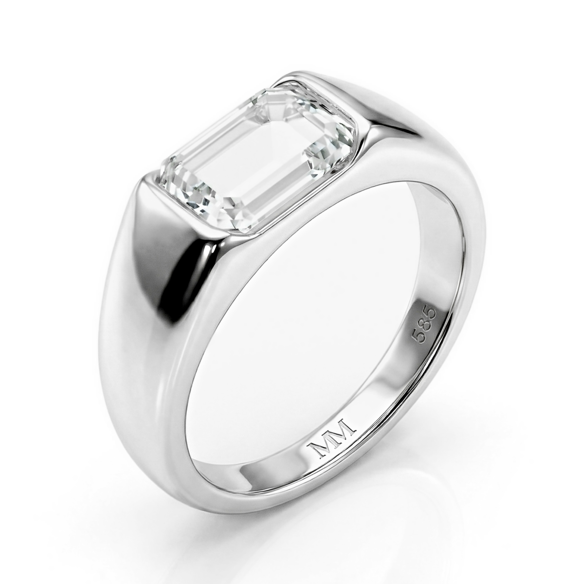 Portraitix - anello da uomo con moissanite dal taglio portrait