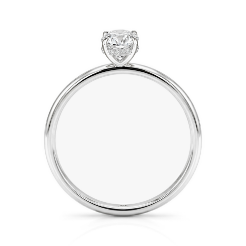 Mystique - anello solitario con moissanite con taglio ovale e halo nascosto | affiancabile alla fede senza spazi