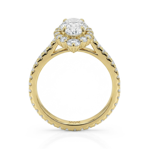 Haloise - anello di fidanzamento con moissanite ovale in montatura halo | affiancabile alla fede senza spazi