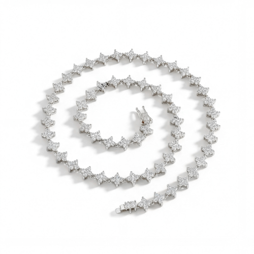 Pentara - collana tennis con moissanite e incastonatura a pavé