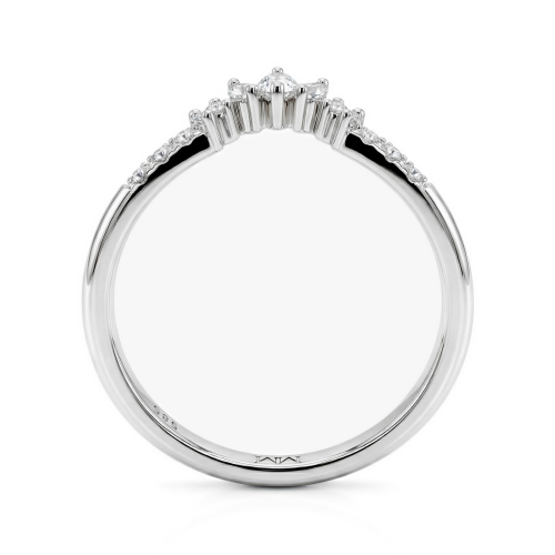 Serenella - fede nuziale con pietre di moissanite dal taglio marquise e dal taglio rotondo