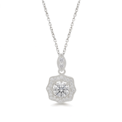 Octavia - ciondolo d’ispirazione vintage con moissanite e decorazione halo