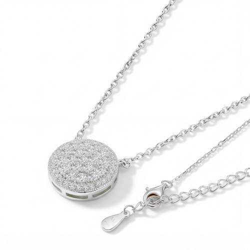 Brillante - ciondolo con gruppo di pietre di moissanite rotonde e halo in pavé