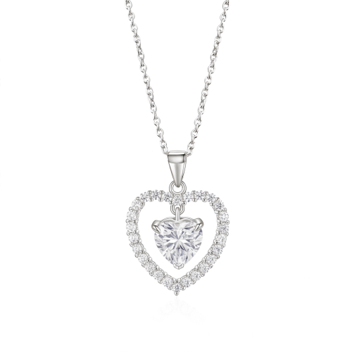 Valoria - ciondolo con moissanite a cuore e dettaglio halo