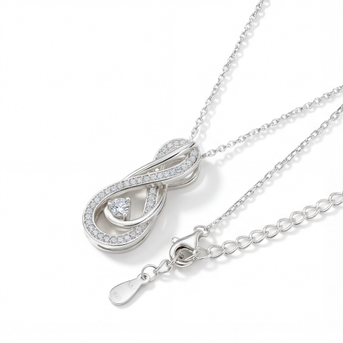 Infinity - ciondolo a torsione con moissanite e pavé