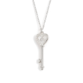 Amore - ciondolo a forma di chiave a cuore con moissanite e incastonatura a pavé