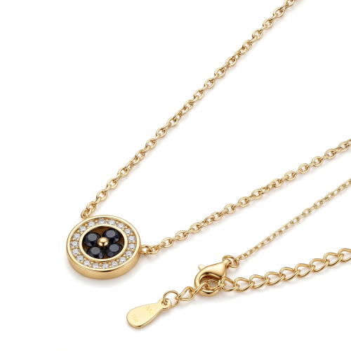 Nightfall - ciondolo con moissanite nera, montatura halo e bordo impreziosito