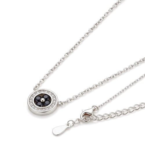 Nightfall - ciondolo con moissanite nera, montatura halo e bordo impreziosito