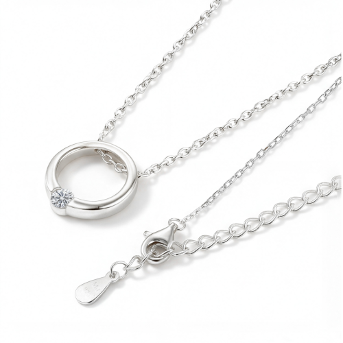 Luna - ciondolo solitario contemporaneo con moissanite