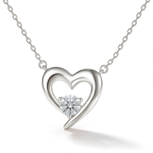 Embrace - ciondolo dalla silhouette a cuore con moissanite e pietra centrale