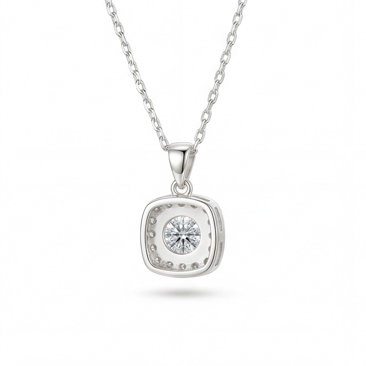 Haloette - ciondolo con moissanite e dettaglio halo completo