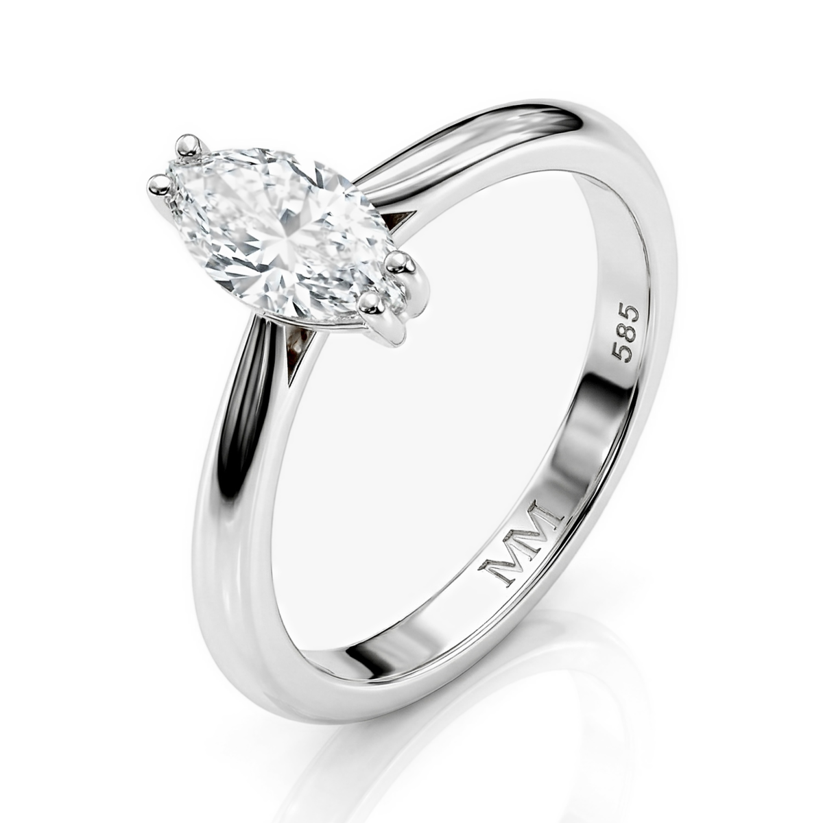 Liana - anello solitario con moissanite dal taglio marquise