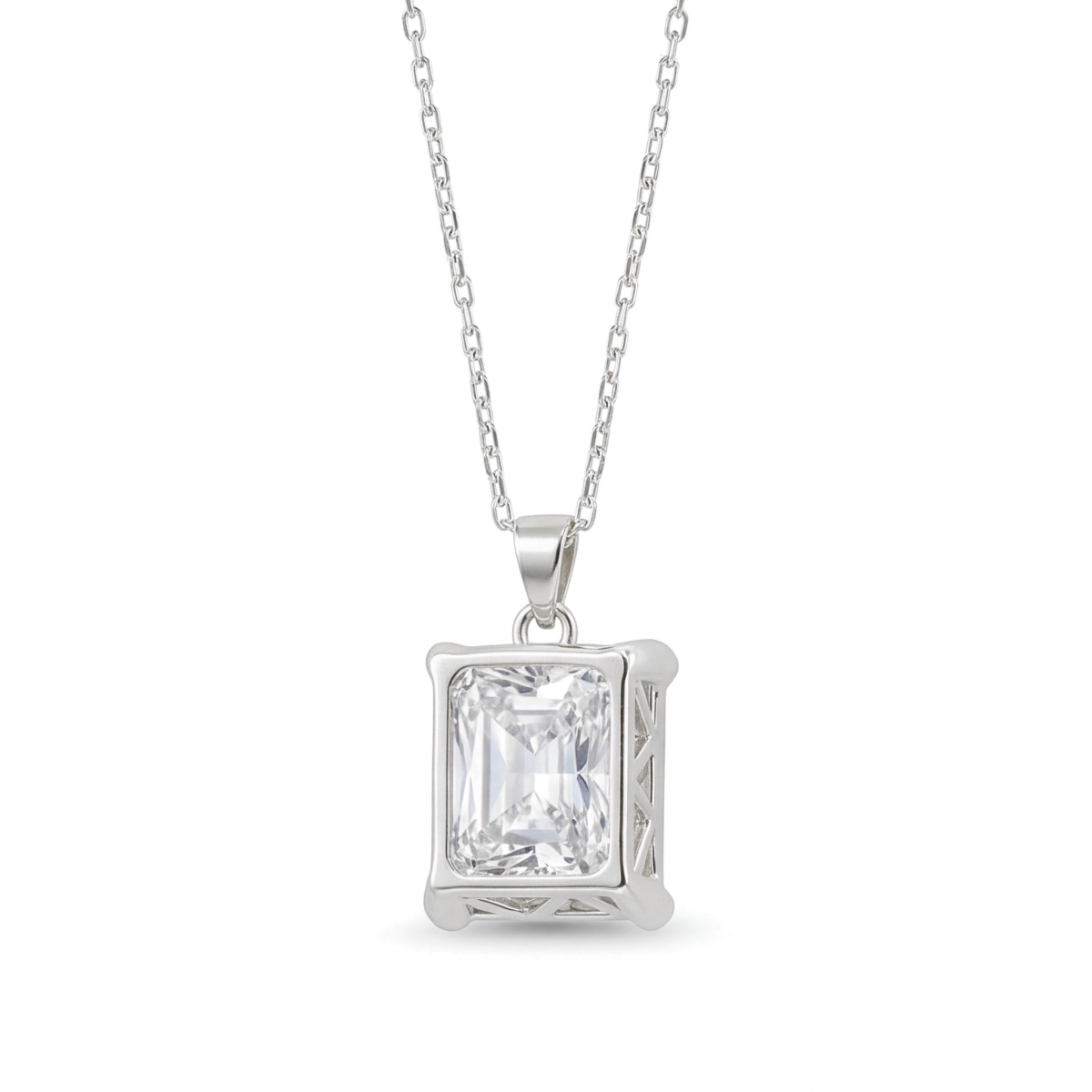 Quadra - ciondolo solitario classico con moissanite dal taglio radiant